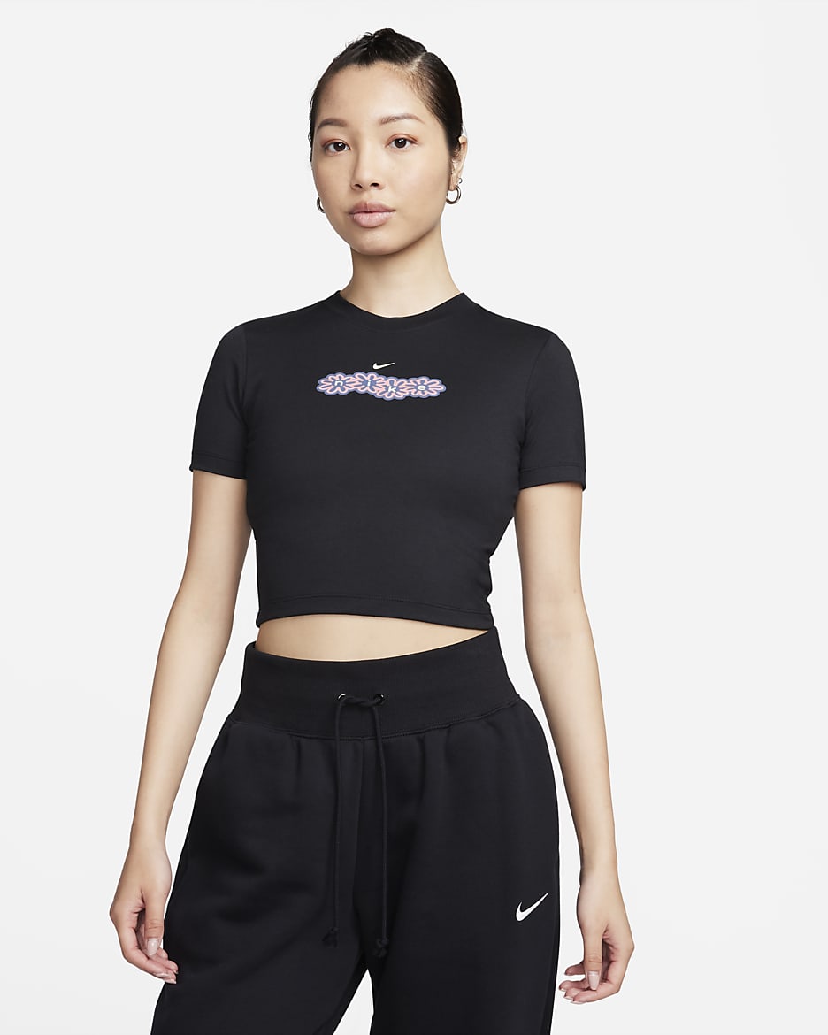 ★NIKE★W NSW CROP TEE クロップド丈Tシャツ★追跡可 NIKE AS W NSW SLIM CROP TEE STREET BLACK（ナイキ ウィメンズ